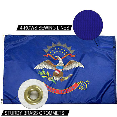 comprar 3x5' Estado da Dakota do Norte Bandeira exterior interior Dupont Nylon US Bandeiras canvas cabeçalho com 2 Grommets latão online manufacture