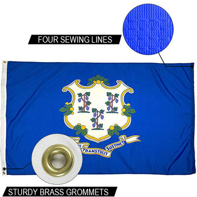 Buy State of Connecticut Flag 3x5 ft Outdoor Heavy duty Dupont Nylon US Flags Strong Canvas Heading and  Brass Grommets online manufacture