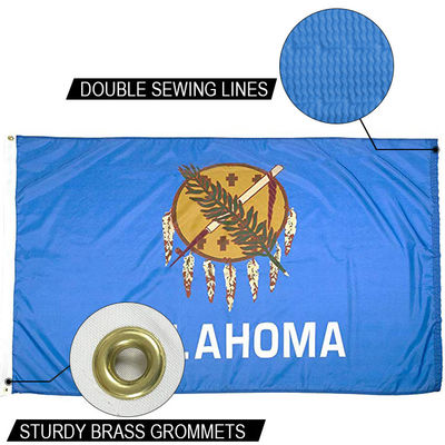 comprar Estado de Oklahoma Bandeira 3x5 ft Outdoor Dupont Nylon de uso pesado Bandeiras dos EUA Canvas forte cabeçalho e grommets de latão online manufacture
