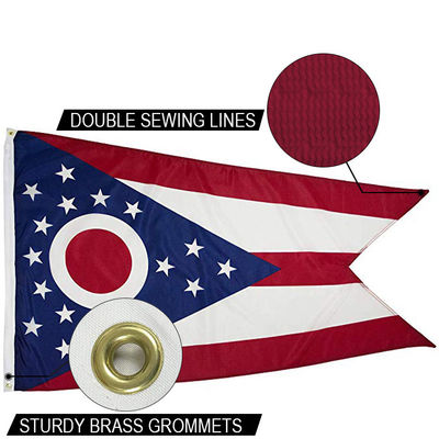 Buy State of Ohio Flag 3x5 ft Outdoor Heavy duty Dupont Nylon US Flags Strong Canvas Heading and  Brass Grommets online manufacture