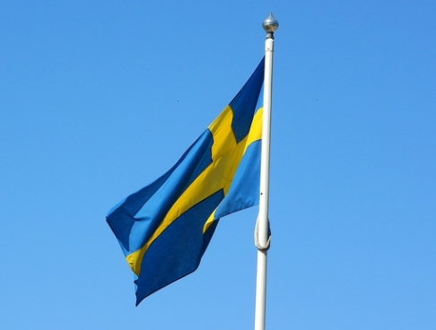 comprar Bandera de Suecia Impresión en pantalla de seda CMYK Color Polyester de punto online manufacture
