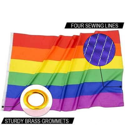Bom preço A bandeira do orgulho do arco-íris gay 3 x 5 pés cabeçalho de lona interior exterior com grommets on-line