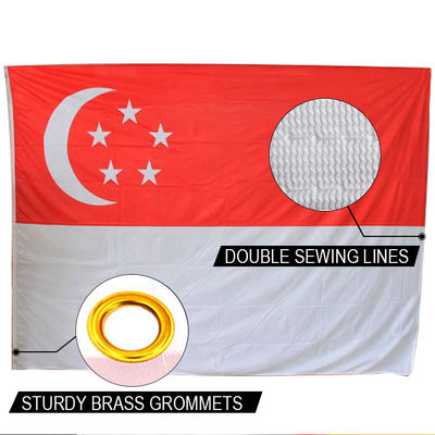 Bom preço Bandeira de Cingapura 90x150cm Poliéster Tricoteado Bandeira Nacional Resistente à Água on-line