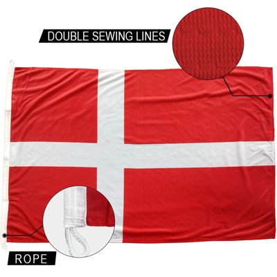 Goede prijs 3x5' Denemarken Nationale vlag Gebreide polyester touw en lussen Op maat binnen buiten online