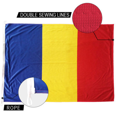 Bom preço 3x5' Corda de poliéster tricotada com bandeira nacional da Romênia e alças personalizadas internas e externas on-line