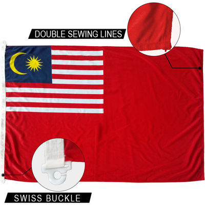 Bom preço 3x5' A bandeira civil da Malásia utilizada por navios civis Bandeiras de poliéster de malha com corda e laços on-line