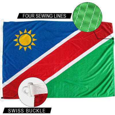 Bom preço 3x5' Bandeira Nacional da Namíbia Corda de Poliéster Tricotada e Fivela Suíça Personalizada on-line