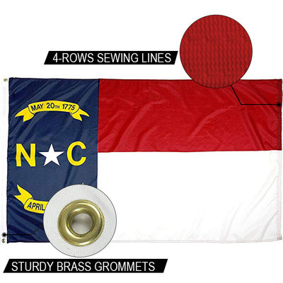 Bom preço Estado da Carolina do Norte Bandeira 3x5 ft Outdoor Heavy Duty Dupont Nylon Bandeiras dos EUA Brass Grommets on-line