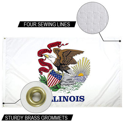 Bom preço Estado de Illinois Bandeira 3x5 ft Outdoor Dupont Nylon US Bandeiras de canvas forte cabeça e grommets de latão on-line