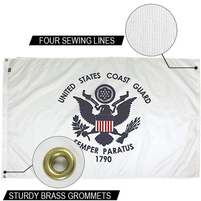 Bom preço Bandeira da Guarda Costeira dos EUA 3x5 pés Exteriores Dupont Nylon Forte Canvas Heavy Duty Heading e Grommets de latão on-line