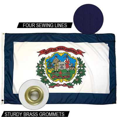 Bom preço Estado da Virgínia Ocidental Bandeira 3x5 ft Outdoor Dupont Nylon de uso pesado Bandeiras dos EUA Canvas forte Cabeçalho e Grommets de latão on-line