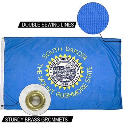 Bom preço Estado da Dakota do Sul Bandeira 3x5 ft Outdoor Dupont Nylon de uso pesado Bandeiras dos EUA Canvas forte cabeçalho e grommets de latão on-line