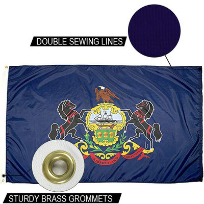 Bom preço Estado da Pensilvânia Bandeira 3x5 ft Outdoor Dupont Nylon de uso pesado Bandeiras dos EUA Canvas forte cabeçalho e grommets de latão on-line