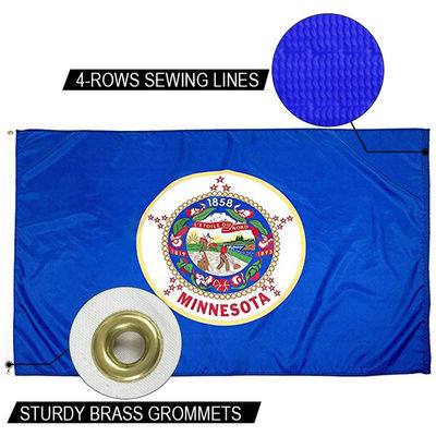 Bom preço Capítulo de tela forte e grometas de latão bandeira personalizada Estado de Minnesota bandeira 3x5 Ft on-line