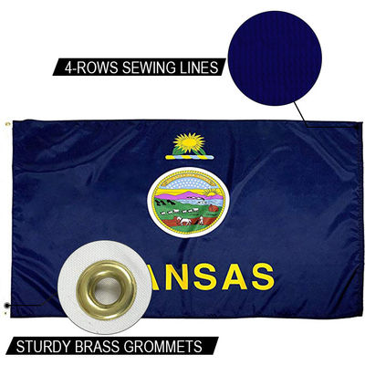 Bom preço Resistente à água Estado de Kansas Bandeira 3 x 5 pés Outdoor Dupont Dupont Nylon Bandeiras dos EUA on-line