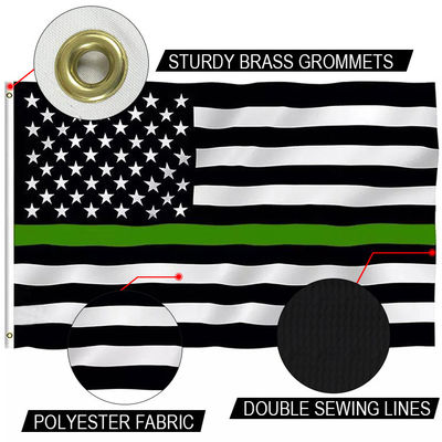 Bom preço 3 x 5' Linha verde fina bandeira tricô poliéster único invertido cabeçalho de lona exterior on-line