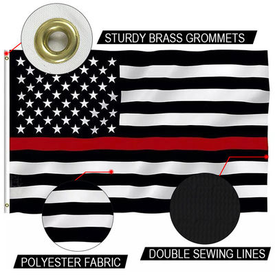 Bom preço Resistente à água Linha vermelha fina Bandeira 3 X 5ft cabeçalho de lona exterior com grommets on-line