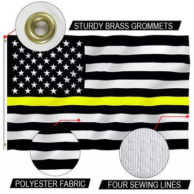 Bom preço Banda de poliéster de linha amarela fina bandeira 3x5' Single Reverse Outdoor Canvas Header on-line