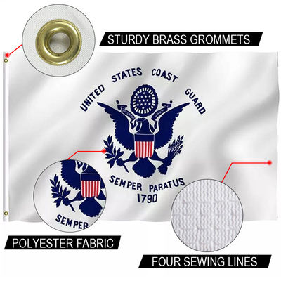 Bom preço Bandeira da Guarda Costeira dos EUA 3 x 5 'Polyester Tricoteado Single Reverse Outdoor Canvas Header Com Grommets on-line